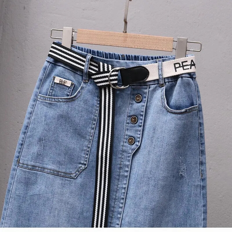 Spódniczki dżinsowe damska wiosna lato Jeans z wysokim stanem spódnice Streetwear kobiece seksowne spódnice z obcisłą spódnica w stylu Retro z pasem