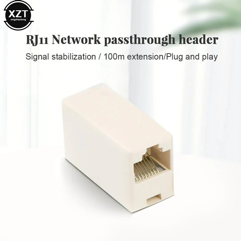 Telephone Extension Straight Head Cable Extender RJ11 6P 4C Adapter Connector RJJ Straight Head Telephone Connector