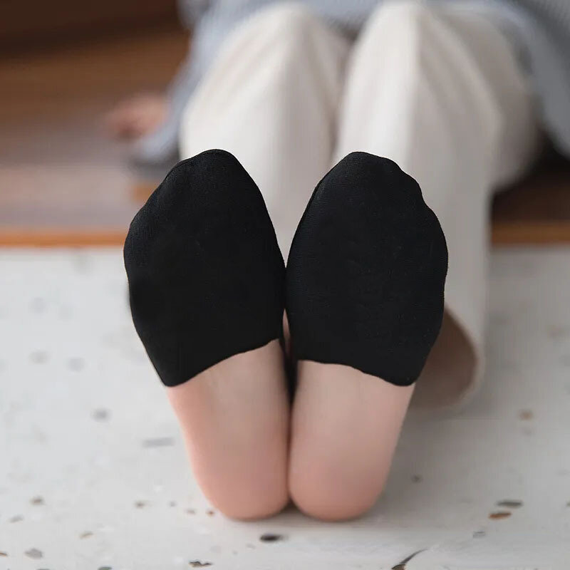 Calcetines invisibles de tacón alto con tirantes para mujer, medias de media palma, Color sólido