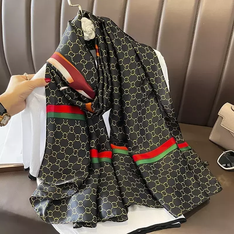2024Women's Luxury Brand Popular Scarf Dot Extended Shawl Silk Square Scarf Fashion Decorative Headscarf Shawl Hijab Scarf Hijab