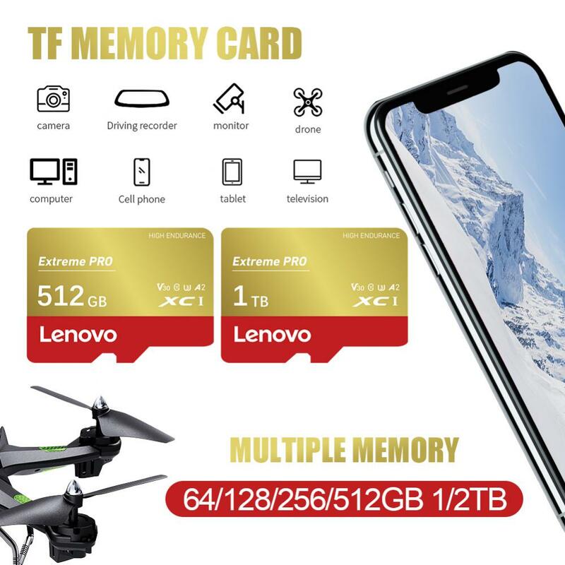 레노버 SD 메모리 카드, 클래스 10 고속 플래시 메모리 카드, V30, 128GB, 512GB, 256GB SD 카드