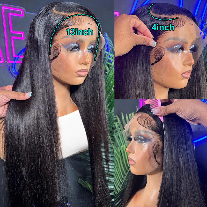 Brazilian 180% Straight 360 HD Lace Front Wig 13x6 HD Lace Closure Wigs 13x4 HD Transparent Remy Human Hair Wigs For Black Women