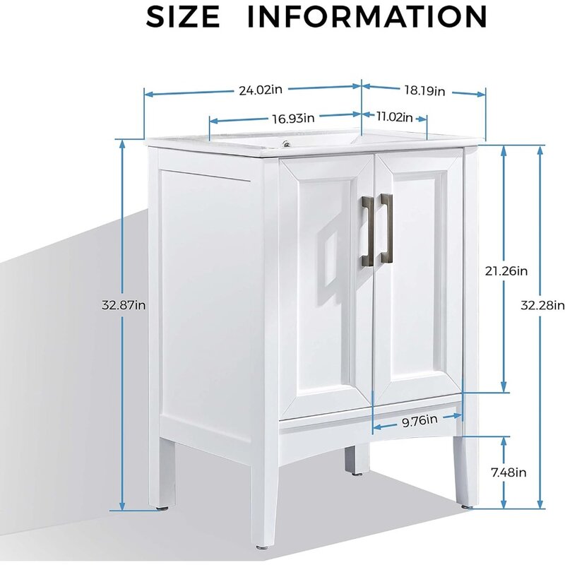 Freestanding Wood Bathroom Storage Cabinet With 2 Doors Modern Single Floor Bathroom Vanity and Sink Combo Free Shipping Fixture