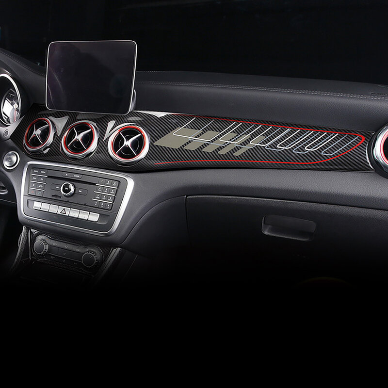 ABS z włókna węglowego Dashboard Panel konsoli wykończenia naklejki dla 2013-2017 mercedes-benz GLA CLA wylot powietrza Instrument pokrywa osłonowa