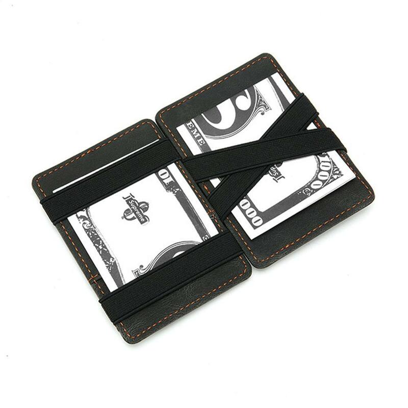 1 szt. Ultra cienkiej skóry PU damskie portmoneczki męskie magiczne portfele kopertówka etui z włókna węglowego etui na karty portfele