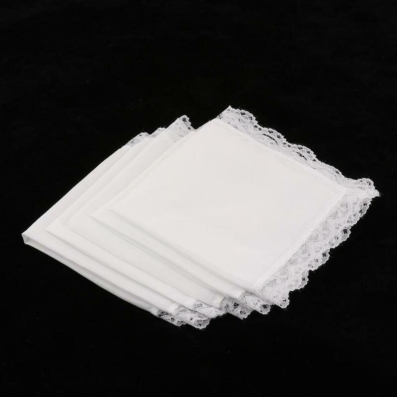 5pcs Pocket White Cotton Thin Handkerchiefs DIY Hand Drawing Pocket Square Plain Handkerchief Sweat Towel Vintage Gift Hankies