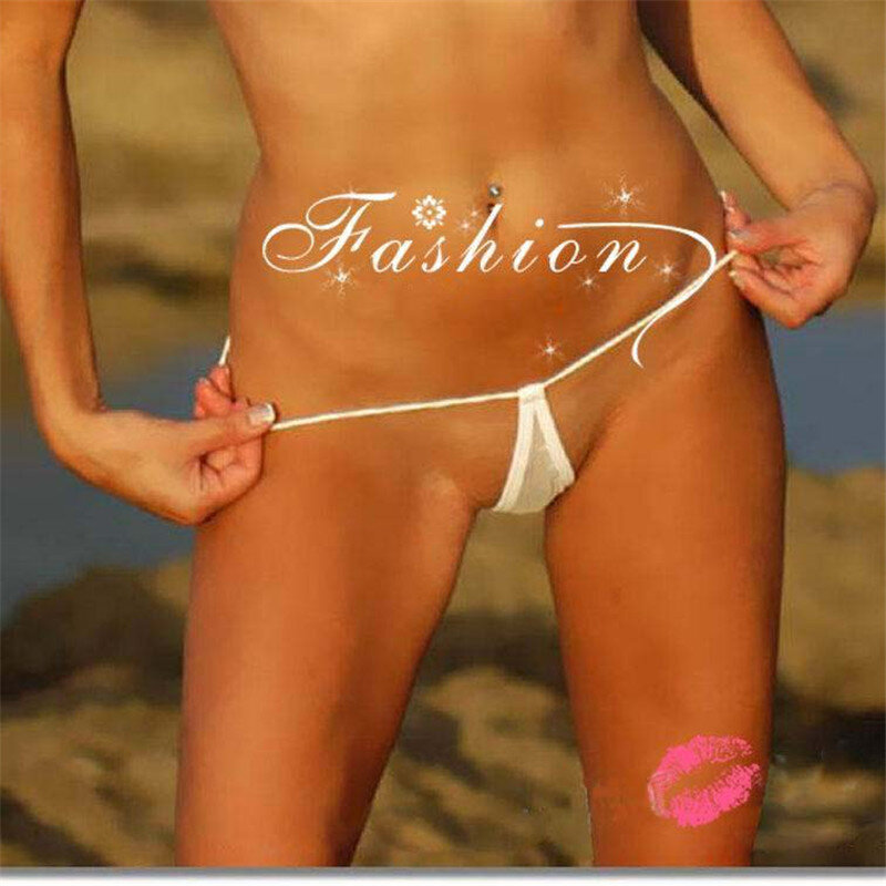 Femmes Sexy lanières goutte G cordes coton maille Transparent Mini Micro Bikini bas tanga culottes bain de soleil Lingerie de bain