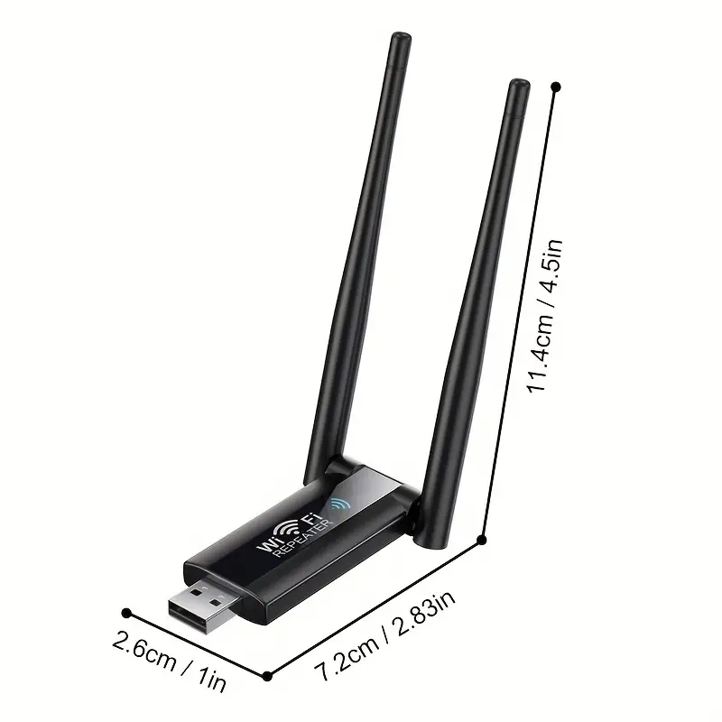 Usb Wifi Repeater 300M Wi-Fi Signaalbooster 2.4G Draadloze Extender 2 Antenne Lange Afstand Wi Fi Adapter Voor Desktop Pc Laptop