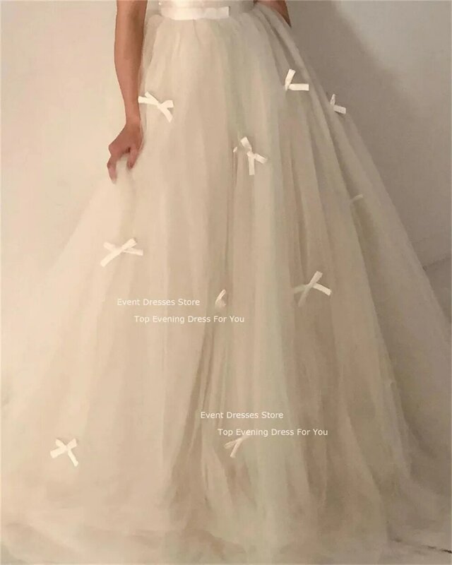 LISM 2024 wróżka, białe ślub księżniczki sukienki bez ramiączek z kokardą aplikacje suknie ślubne formalne sesje zdjęciowe suknie panny młodej dla koreańskich