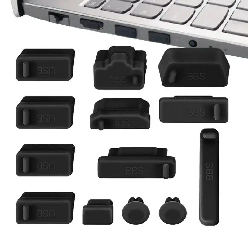 Cubierta de puerto USB para ordenador portátil, tapón de silicona tipo C de 13 piezas, a prueba de polvo, Universal, resistente al agua