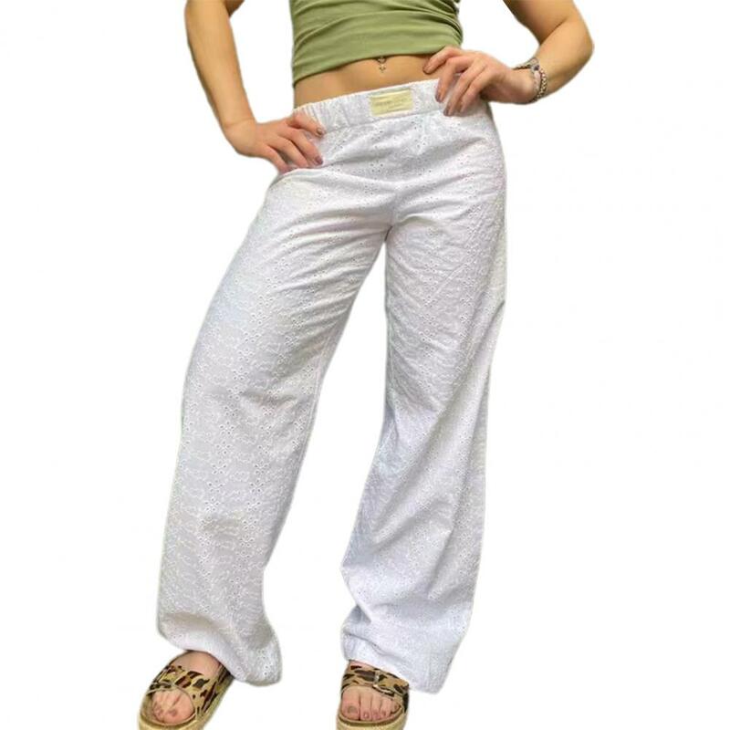 Szerokie spodnie z prostymi nogawkami stylowe damskie spodnie z szerokimi nogawkami z elastyczne kieszenie w pasie do luźny krój w stylu Streetwear