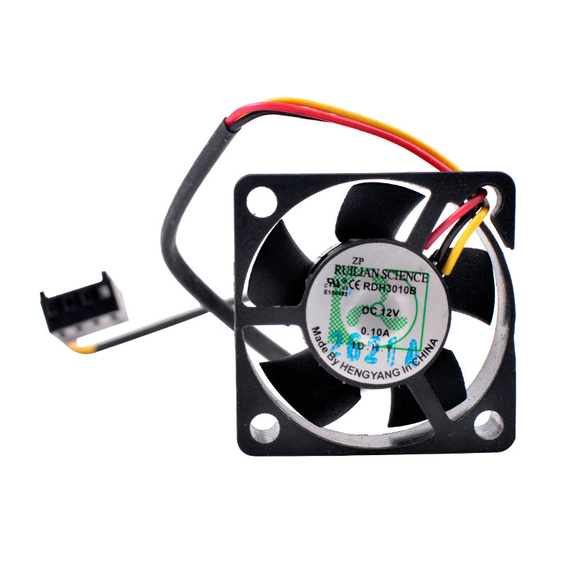 RDH3010B 3cm 30mm fan 30x30x10mm DC12V 0.10A 3-wire 4pin connector 12000 rpm double ball bearing cooling fan for micro equipment