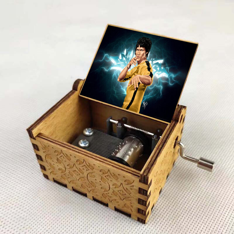 New Design China kung fu star Cartoon Vintage Mechanical Wooden Music Box Wood Crafts new year gift Kids toy Birthday Gifts