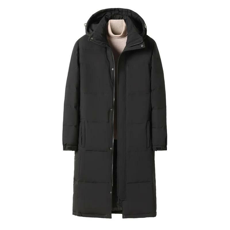 Hochwertige Männer Winter verlängerte Daunen jacke schwarze Farbe warmer Mantel Männer Kleidung King-Size-Mantel lässig verlängerte Daunen jacke