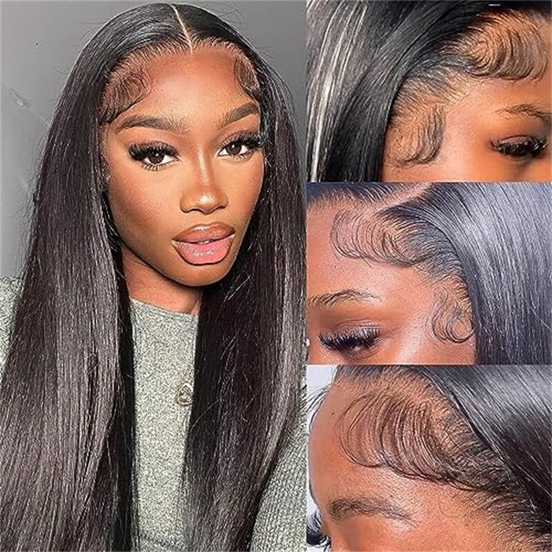 Straight Lace Front Wigs Full 360 Lace Front Wigs Human Hair Pre Plucked 180% Density Transparent Human Hair Human Hair Wigs