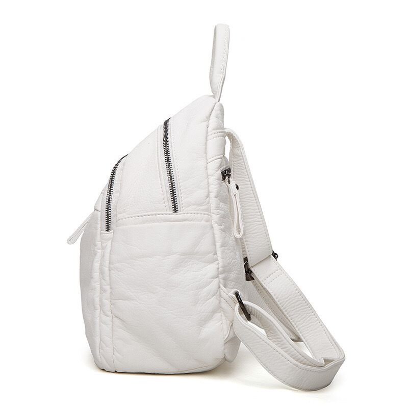 Женский рюкзак в Корейском стиле, модный легкий однотонный рюкзак из мягкой кожи, простая вместимость, Новое поступление 2024