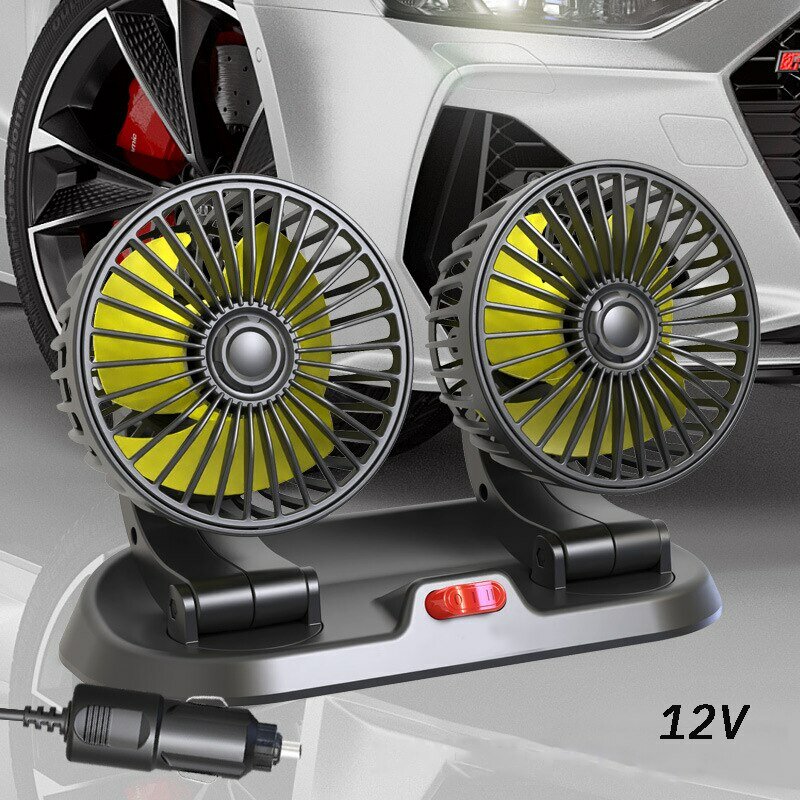 พัดลมระบายความร้อนในรถ5V 12V 24v พัดลมรถหัวคู่พัดลม USB พัดลม2ความเร็วปรับความเย็นอัตโนมัติอุปกรณ์เสริมรถยนต์