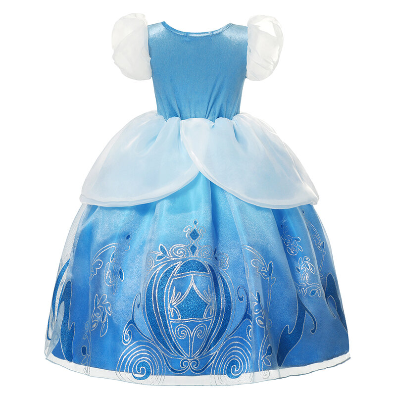 Disney Girl Cinderella sukienka Cosplay ubrania dla dziewczynek Halloween karnawałowa impreza kostium księżniczki dla dzieci urodzinowa suknia ślubna