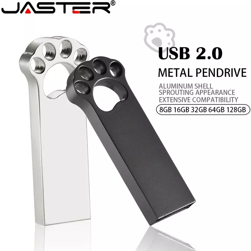 Jaster โลหะ Cat Claw USB 2.0แฟลชไดรฟ์ปากกาความเร็วสูง64GB 32GB หน่วยความจำ16GB พวงกุญแจสุดสร้างสรรค์ของขวัญ U Disk