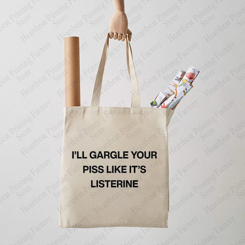 I'll Gargle Your Piss Pattern Canvas Tote Bag Women's Reusable Shopping Bags Best Gift Trendy Folding Shoulder Bag