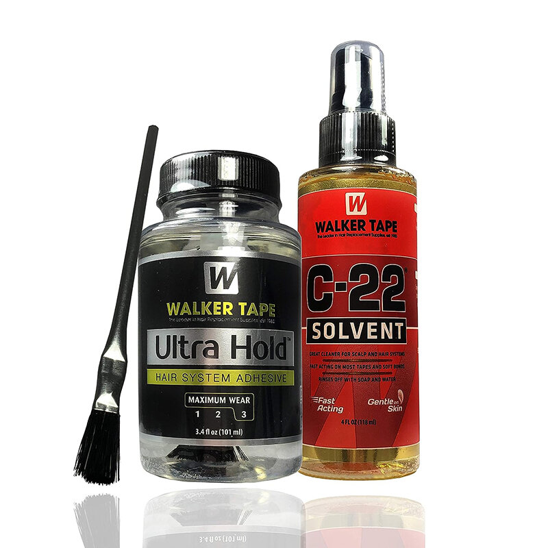 Sistema de cabello Ultra Hold adhesivo y removedor de pegamento de peluca solvente C22 de 4oz para pelucas de encaje, cierre de tupé
