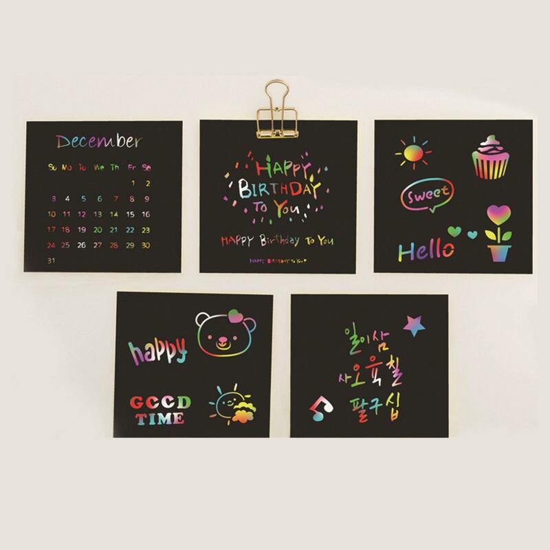 100x Farb kratzer Papier Kratz papier Kunst Set für Mädchen Jungen Ostern Geschenke