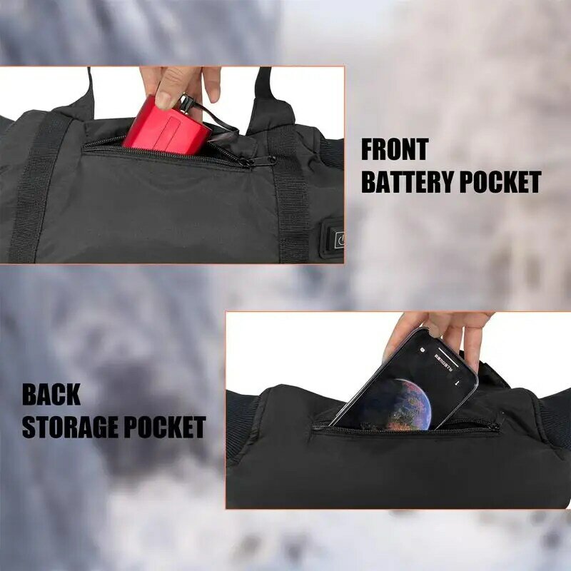 Bolsa de calentador de manos con calefacción USB, guante térmico de calentamiento rápido, bolsa de cintura, ajuste de 3 engranajes, calentamiento de invierno, guantes de pesca para acampar al aire libre