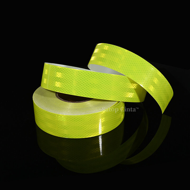 5cm x 10m adesivo reflexivo fita fluorescente à prova dwaterproof água amarelo refletir etiqueta pet grau refletor para coisas refletir decalque da bicicleta
