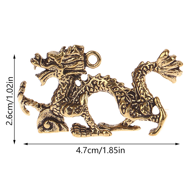 1Pc Solid Brass Zodiac Dragon Small Statue Desktop Ornament Chinese Mythical Beast Figurines Retro Home Feng Shui Decor Crafts