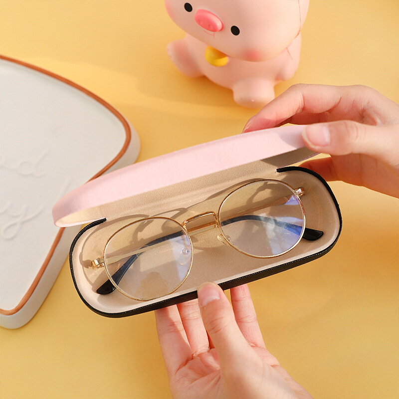 Cute Cartoon Pattern Folding Glasses Case para homens e mulheres, PC Leather, Sunglasses Storage Box, Portable Eyewear Protector Cover Pouch
