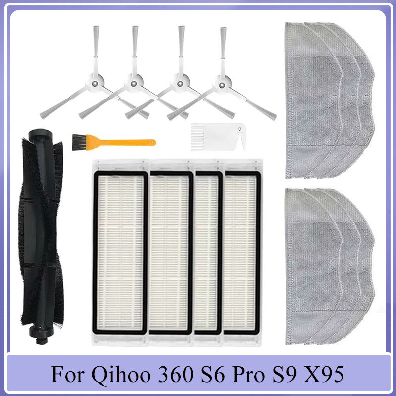 Pengganti untuk Qihoo 360 S6 Pro S9 X95 suku cadang penyedot debu robot Filter Hepa sikat utama Aksesori kain pel