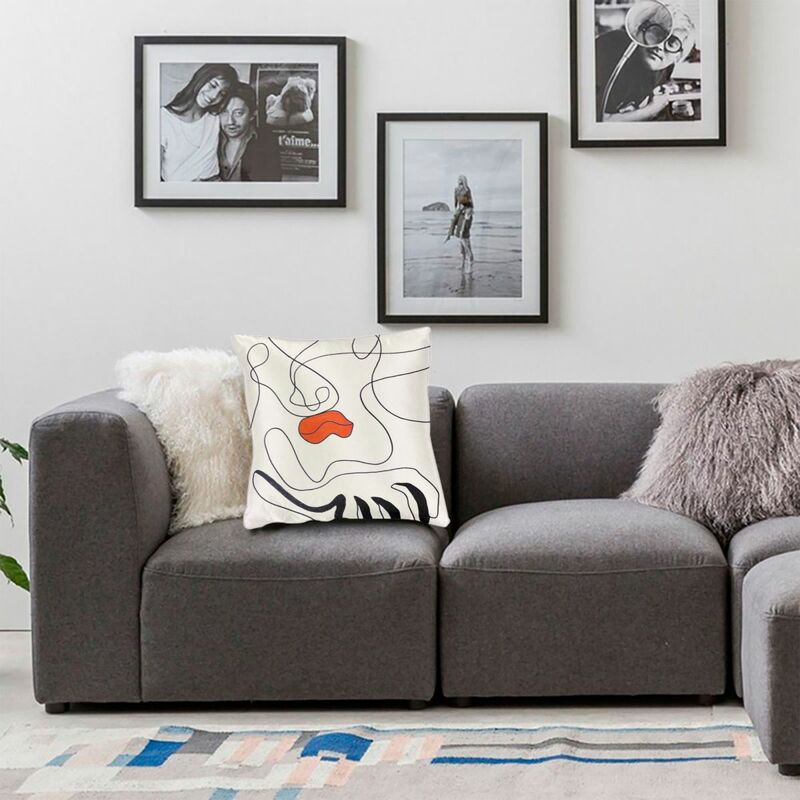 Funda de almohada cuadrada de poliéster y lino, decoración creativa con cremallera, funda de cojín para el hogar, Miró Picasso, mano grande