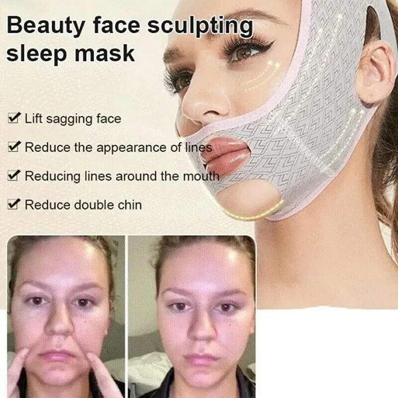 Маска для подбородка V-образной формы, моделирующая маска для лица, скульптурная маска для сна, пояс для похудения и лифтинга лица