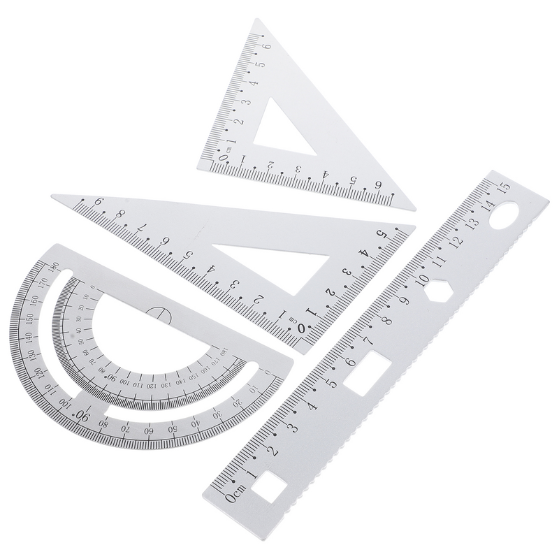 Righello a piastra triangolare goniometro strumenti di disegno modello di cerchio per studenti in alluminio