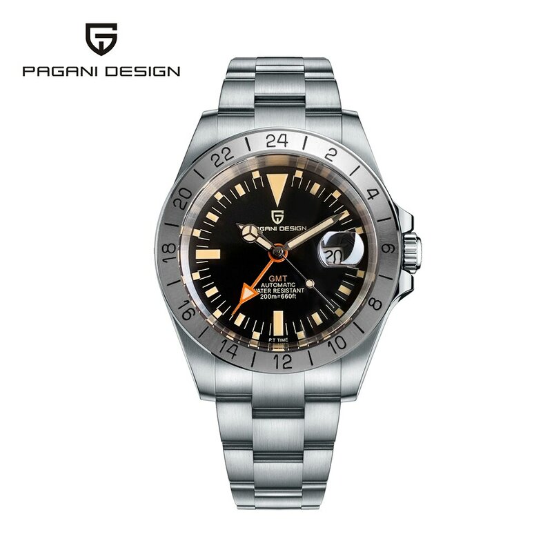 2024 New PAGANI DESIGN GMT Men Automatic Mechanical Watch Classic Retro Watch Stainless Steel 200m Waterproof Clock Reloj Hombre