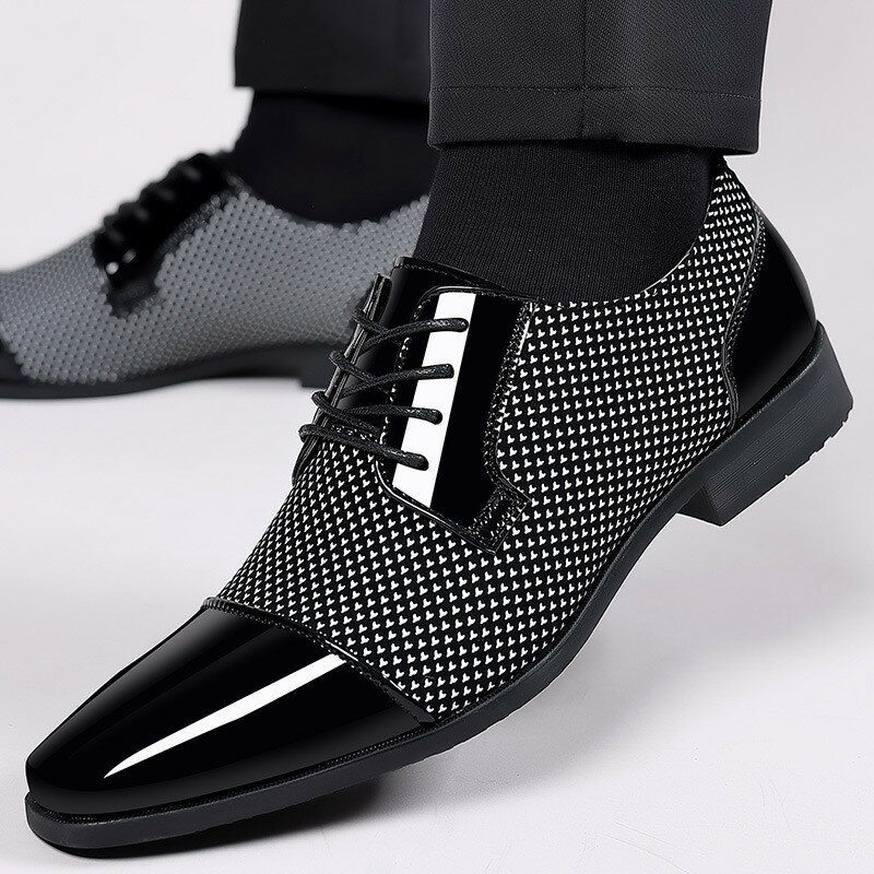 Duże rozmiary męskie buty wysokiej jakości męskie buty wizytowe sznurowane męskie buty biznesowe Oxford markowe męskie buty ślubne spiczaste 39-46