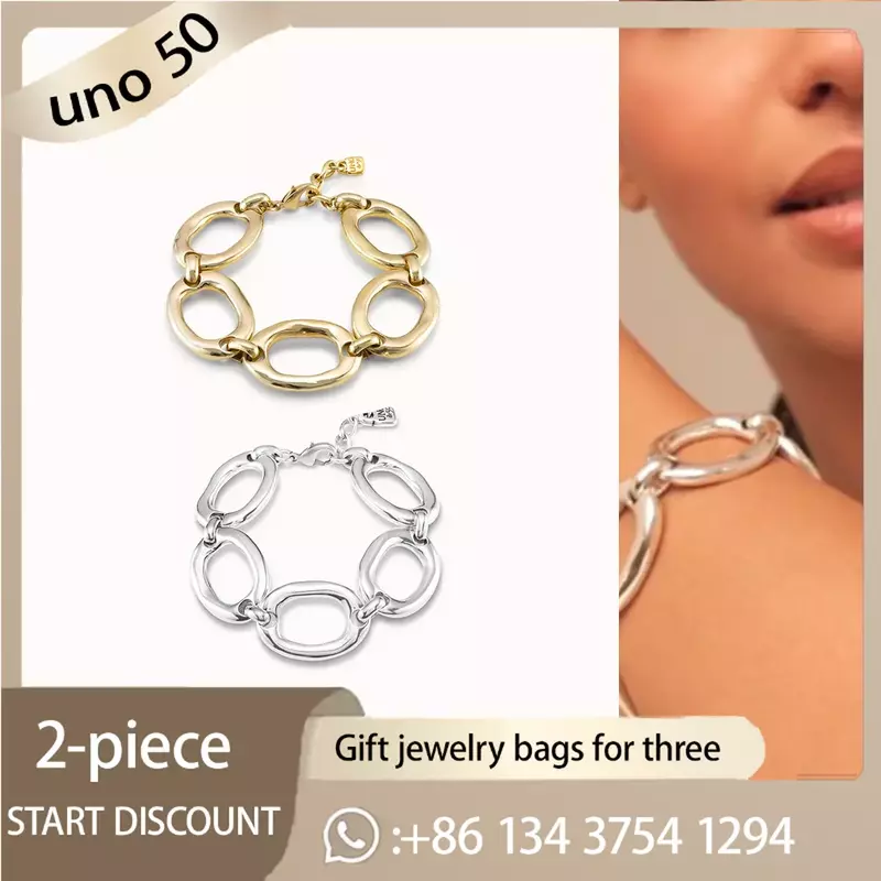 2024 UNO DE 50 Classic 925 Light Luxury Women's Collar Silver Bracelet Romantic Boutique Jewelry
