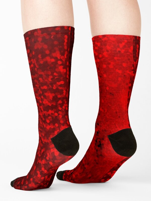 Calcetines de lentejuelas rojas para hombre y mujer, medias de lujo para senderismo, diseño esencial