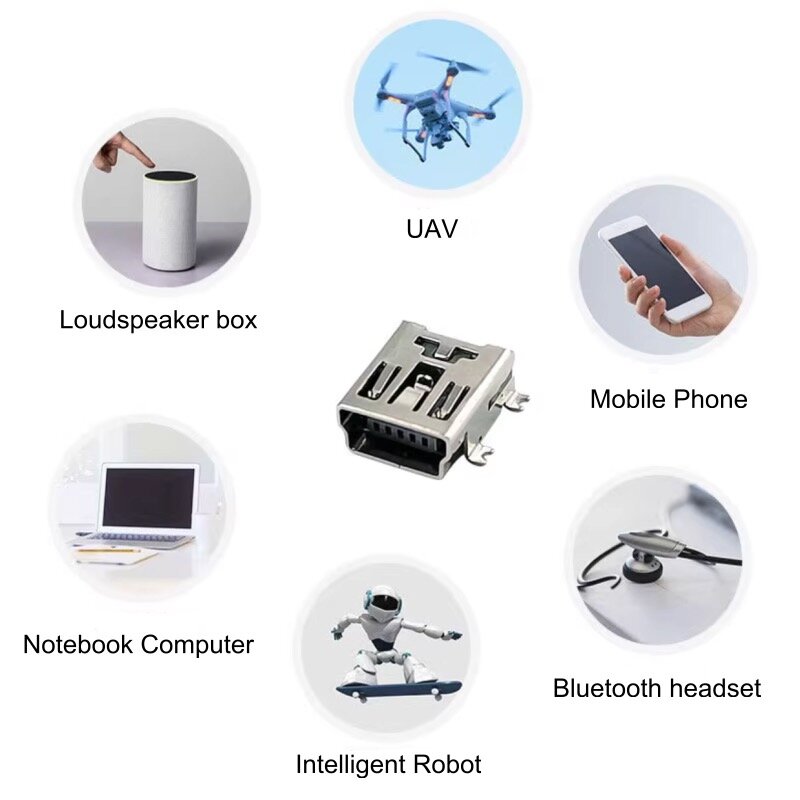 Электронные детали, мини 5-контактный разъем USB 2,0, Женская розетка, аксессуары для MP3 MP4, зарядка, передача данных