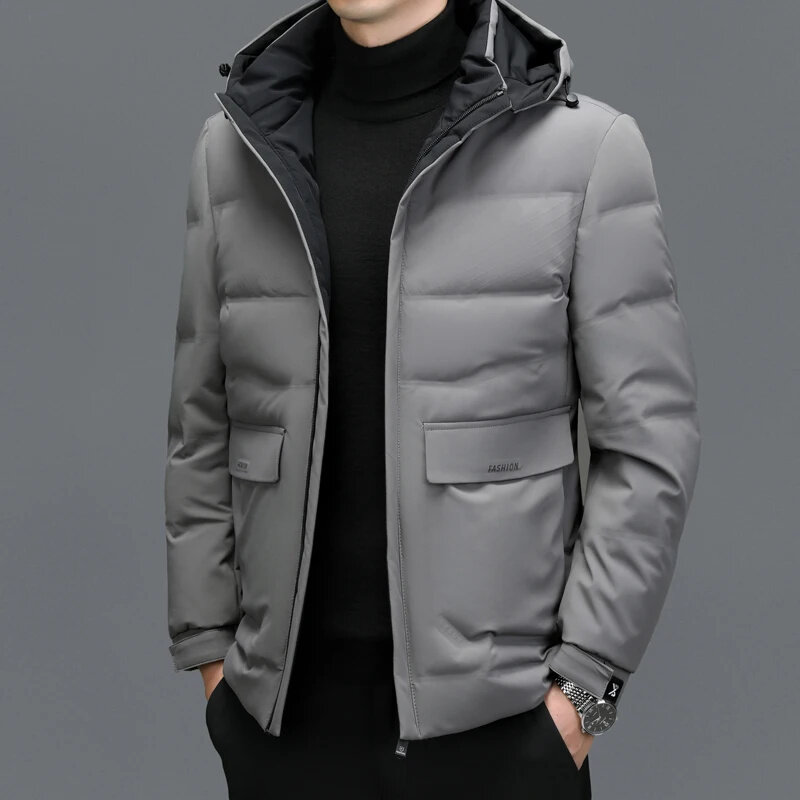 Hiver YXL-7785 nouveau manteau en duvet de canard blanc pour hommes épaissi et chaud court décontracté affaires réparation poignées chapeau détachable
