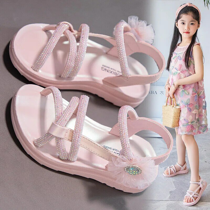 Przynieś dziewczęce letnie buty modne sandały maluchy mieszkania New Arrival dziecięce sandały różowe fioletowe