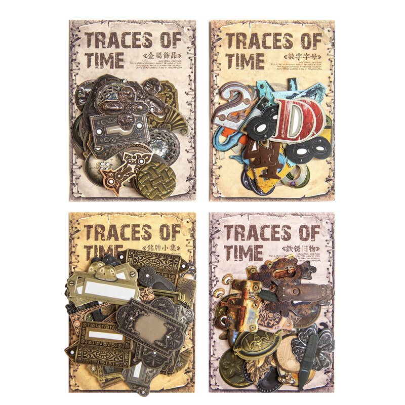 Marcadores de la serie Time Rust, decoración de álbum de fotos, pegatina de papel artístico, 12 paquetes por lote