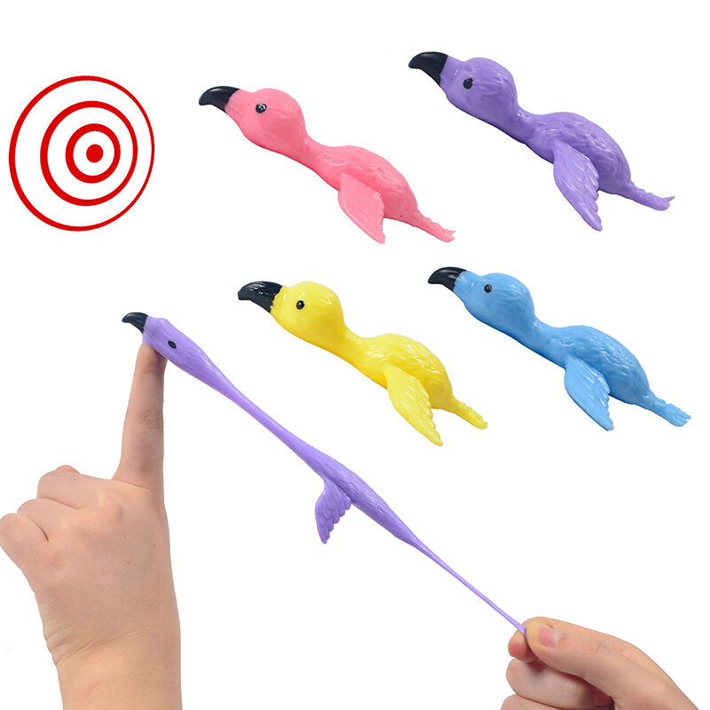 5 pz/set Flamingo Finger Launch Slingshot Tricky Funny Toys novità Creative TPR catapulta turchia puntelli di decompressione