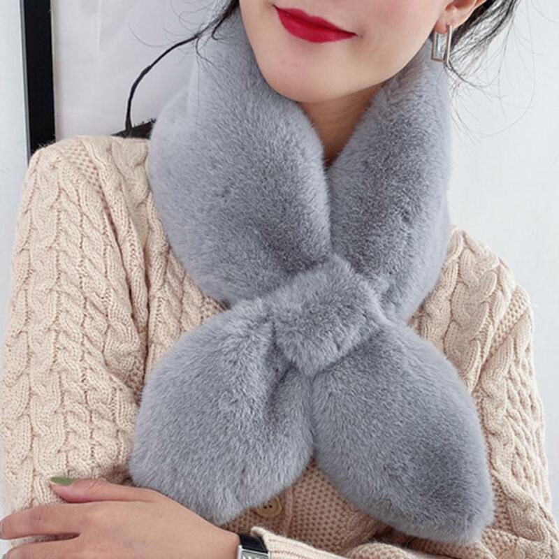 女性のためのフェイクレックスウサギの毛皮のネックラップ、単色のスカーフ、厚いラップ、暖かく保つ、宴会、冬