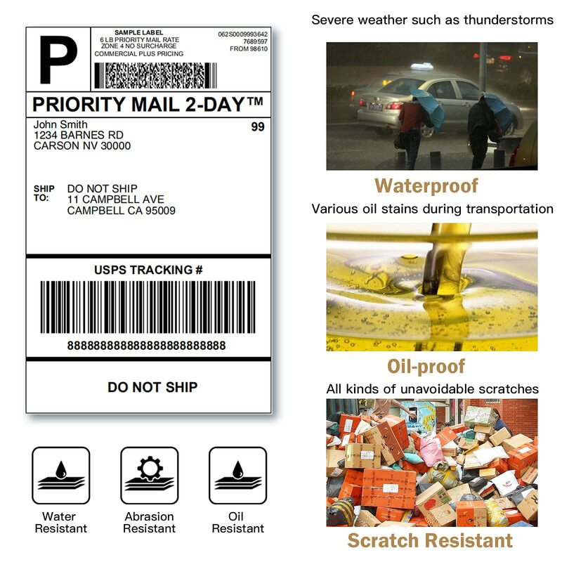 Phomemo Fanfold 4" X 6" Direct Thermal Labels White Perforated Shipping Labels Compatible with Zebra PM241 246S D520 Printers