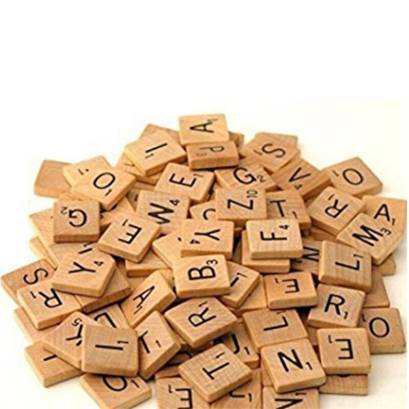 Azulejos del alfabeto de madera, 100 piezas, letras y números negros para manualidades, rompecabezas Digital de madera