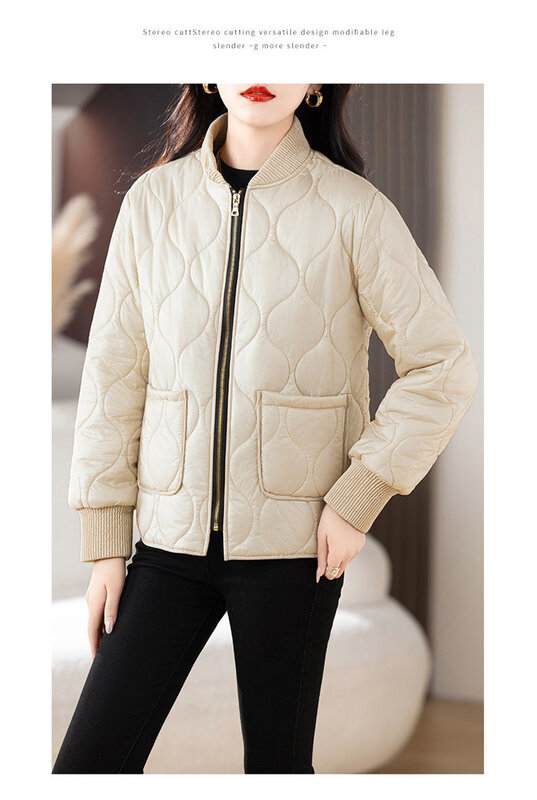 Женская Стеганая куртка на осень/зиму, короткая однотонная свободная теплая Красивая пуховая куртка на молнии с воротником-стойкой для ремонта