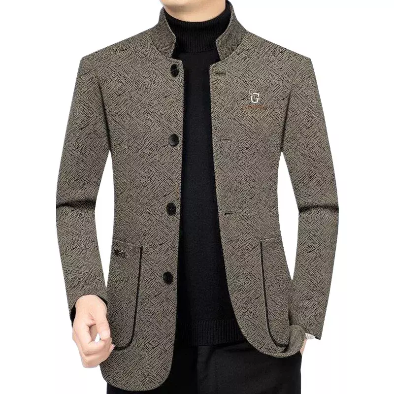 New Spring Autumn Men Stand-up Collar blazer giacche uomo Business abiti Casual cappotti uomo di alta qualità blazer giacche cappotti 4XL