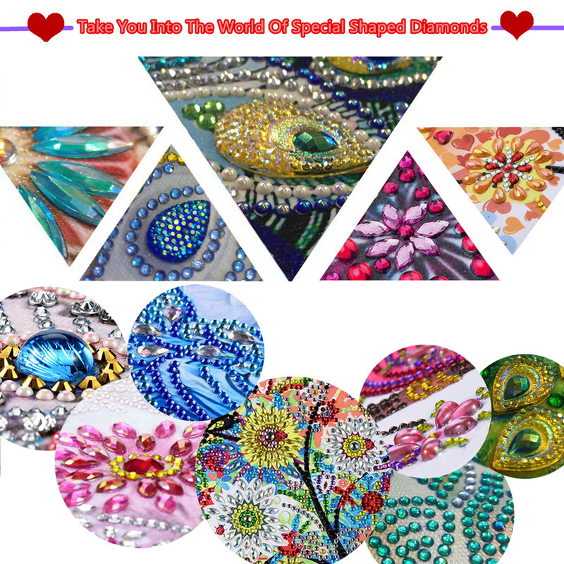 Rodada Crystal Art Craft Kit, arranjo de flores finas, pintado padrão, pedras preciosas diamante, luminosa, 8 pcs
