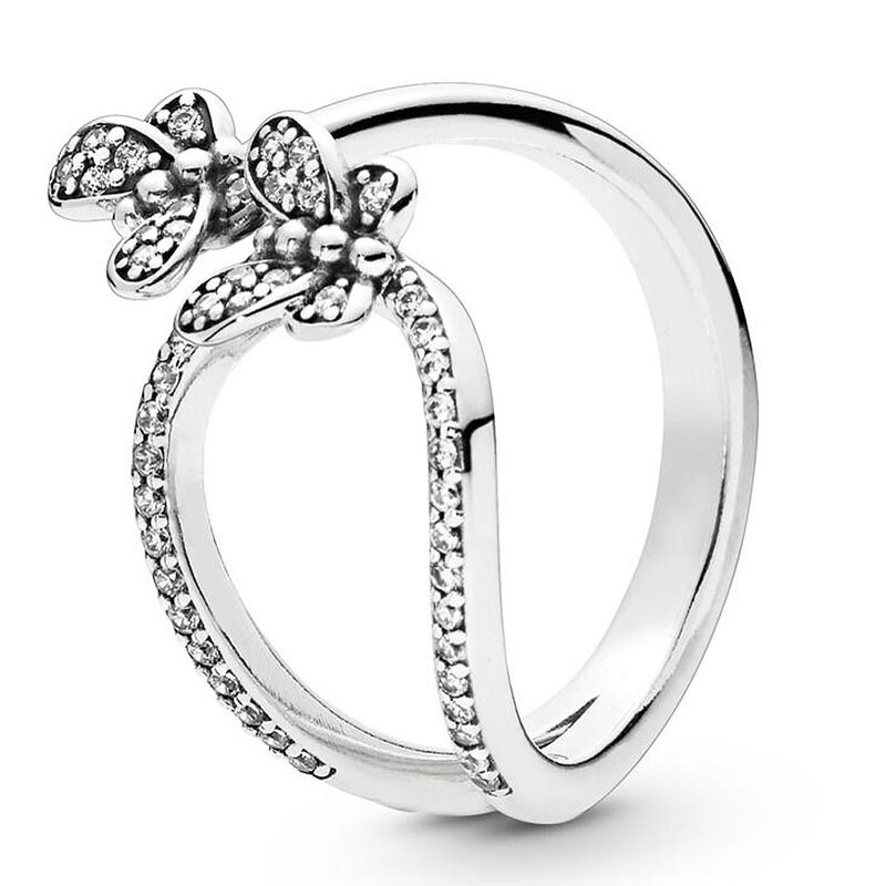 New 925 Sterling Silver Ring Alluring Brilliant Princess Tree Of Love Bedazzling Butterflies Ring For Women Gift Fashion Jewelry